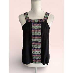 LOVESTITCH Patterned Black Tank Top Size Small